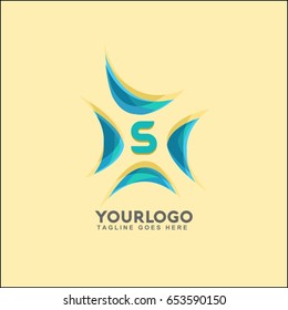 S letter water wave Logo Template. Sea wind vector illustration.