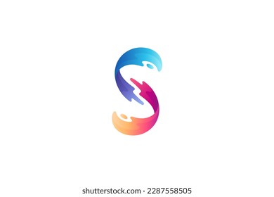S letter and wave splash logo design