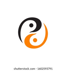 S letter with Yin yang circle icon logo design inspiration vector illustration template