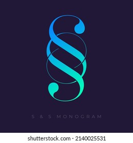 S and S letters. Double S monogram consist of intertwined elements. 