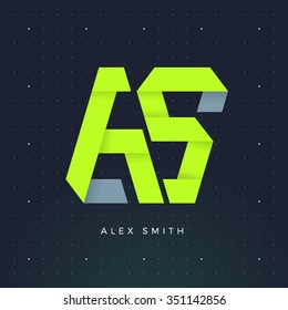 A and S letters logo template. Name logo.