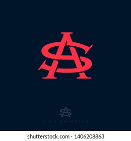 S and A letters. S, A monogram consist of intertwined lines. Red letters combined, isolated on a dark background. Web, UI icon. 