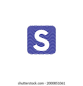 Las cartas sobre las olas. S y olas. Vector del logotipo de la letra inicial de la empresa S.