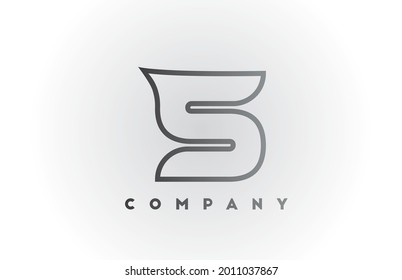 S line grey white gradient alphabet letter logo icon with white background. Business creative design for corporate and template