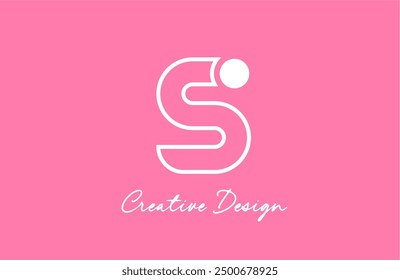 S line letter alphabet logo icon design with pink white pastel color and circle dot for business and company