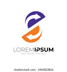 logotipo S con plantilla de diseño de flecha, icono sencillo