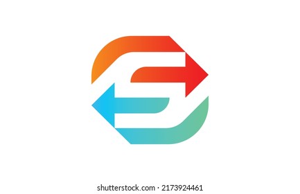 S logo arrow icon vector symbol