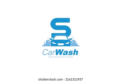 S logo carwash for construction company. car template vector illustration for your brand.
