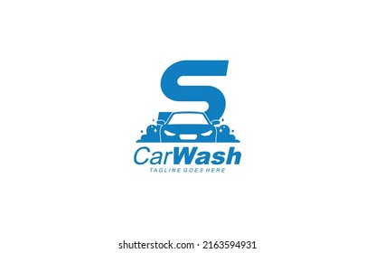 S logo carwash for identity. car template vector illustration for your brand.