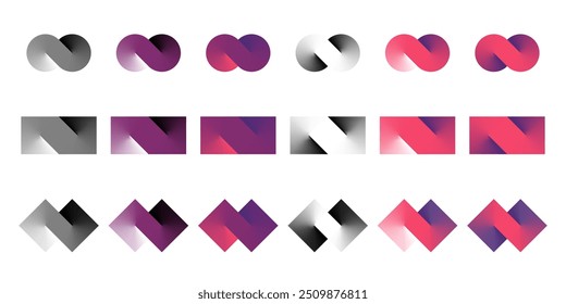 S logo cloud shape of gradient strip swirl into double loop. 8 march infinite connect symbol. 3d spin tile, square block for bank care, mobius circle wave link. Unlimited swap ribbon line icon design.