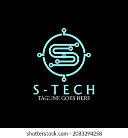 An S logo combined with a technological detail where this logo is very suitable for logos related to communication, technology and the like.