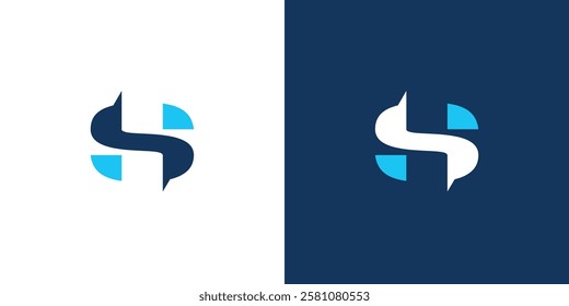 S logo design is bold and unique with bue accents