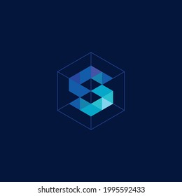 Diseño del logotipo S con hexágono y triángulo