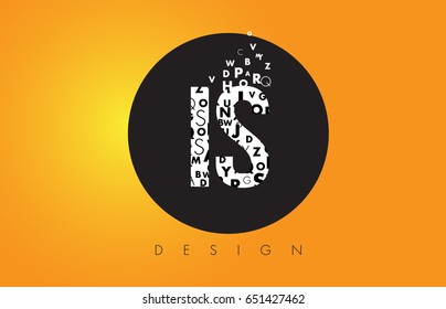 IS I S Logo Design Made of Small Letters with Black Circle and Yellow Background.