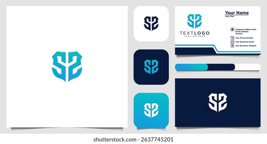 S logo Elegant logo design with shield shape and business card presentation for branding