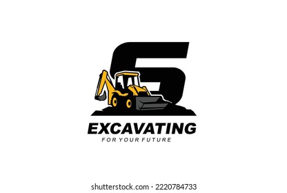 S logo excavator for construction company. Heavy equipment template vector illustration for your brand.