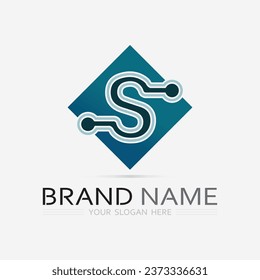 S-Logo-Schriftart und S-Buchstaben-Logo-Design, Vektorgrafik
