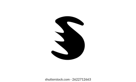 Logotipo S, em forma de mão, segurando um objeto, silhueta isolada a preto