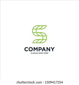 S logo in the form of leaves, can be used for companies, and other businesses that use the initials or leaf