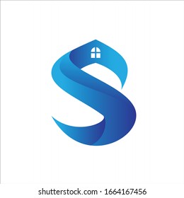 S logo Formed Home vector deign template