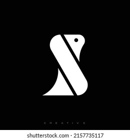 Logo de S. forma de caballo y logotipo de s. logotipo de monograma simple y elegante