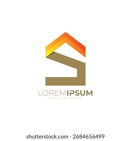 S logo and house design combination, 3d colorful style