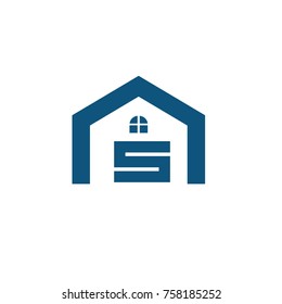 S logo house logo flat vector template