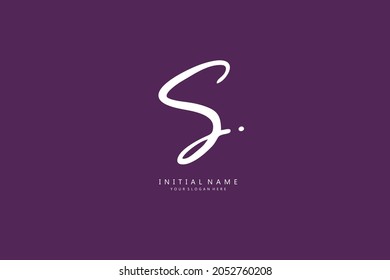 S logo Initial handwriting or handwritten for identity. Logo with signature and hand drawn style.