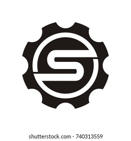 S logo initial letter design template vector inside gear shape