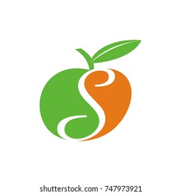 S logo initial letter design template vector inside fruit shape illustration 