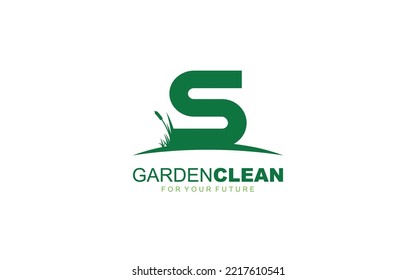 S logo lawncare for branding company. mower template vector illustration for your brand.