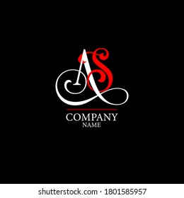 Un logotipo de S. Vector de plantilla de diseño de letras AS con color rojo negro.