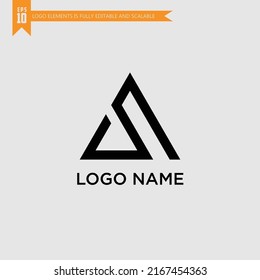 S una letra de logotipo monograma con forma triangular imagen vectorial