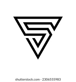 S Monograma de letra de logotipo con plantilla de diseño de forma triangular aislado en fondo blanco