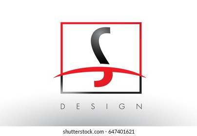 S Logo Letters with Red and Black Colors and Swoosh. Creative Letter Design Vector.