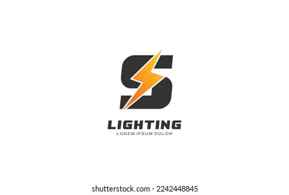 S Logo with lightning letter concept for template