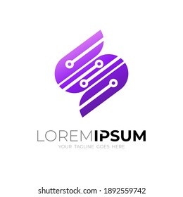 S logo and line technology design template, Letter S logo with simple