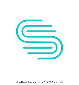 S logo with lines in aqua color. 