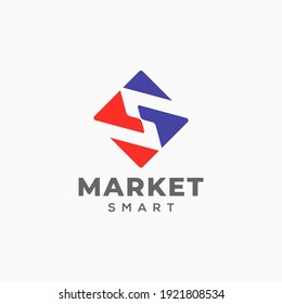 S logo market simple redn and blue