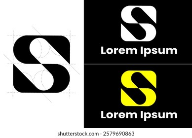 S Logo - Minimalist Geometric Logo: A Monochrome, High-Contrast, and Versatile Design