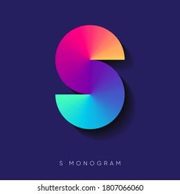 S Logo. S Monogram. Abstract gradient letter. Logo can be used for music, media, TV canal, business, web icon, ui, technology.