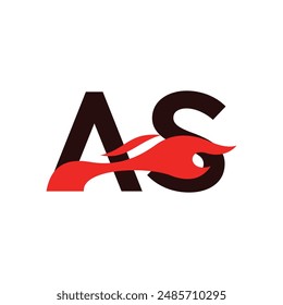 A S AS logo monogram with fire shape combination vector template, Graphic Alphabet Symbol for Corporate Business Identity