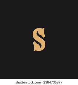 S logo monogram Hoarse shape letters S initial,
