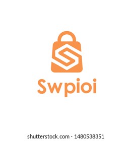 S logo for online stores with simple and minimalist models,  bag