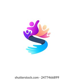 S logo with people care design community, unity logos