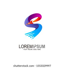 S logo and rocket design template, S Letter logo or symbol template design, swoosh icon, 3d design 
