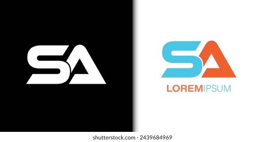 S A Logo. SA Letter Design Vector with Orange Color.
