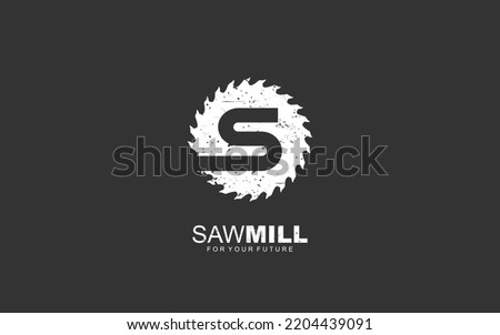 S logo sawmill vector for woodworking company. initial letter carpentry template vector illustration for your brand.