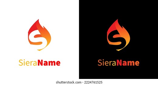 S logo set. isolated fire negative space alphabet logo. vector illustration