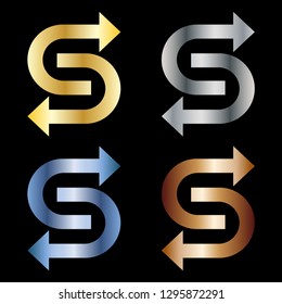 S Logo Set. Line Vector. Bold Icon. Metal.